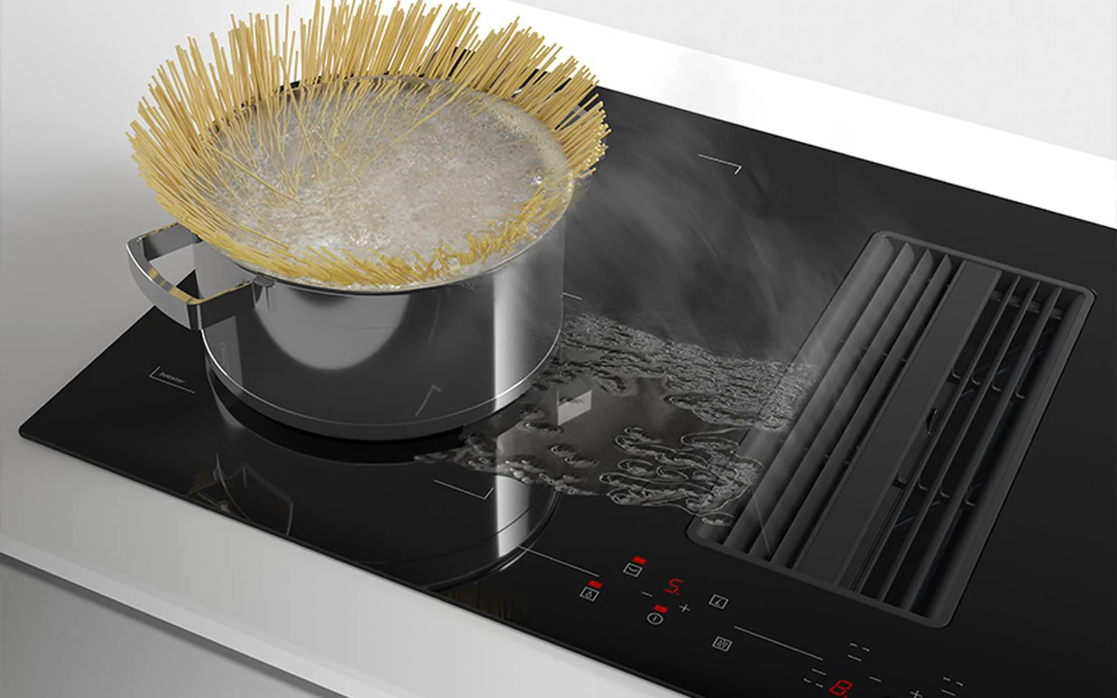 Airforce 0n-Board Essence 83cm Induction Hob with Central Downdraft-Touch control Black Glass finish - Image 4