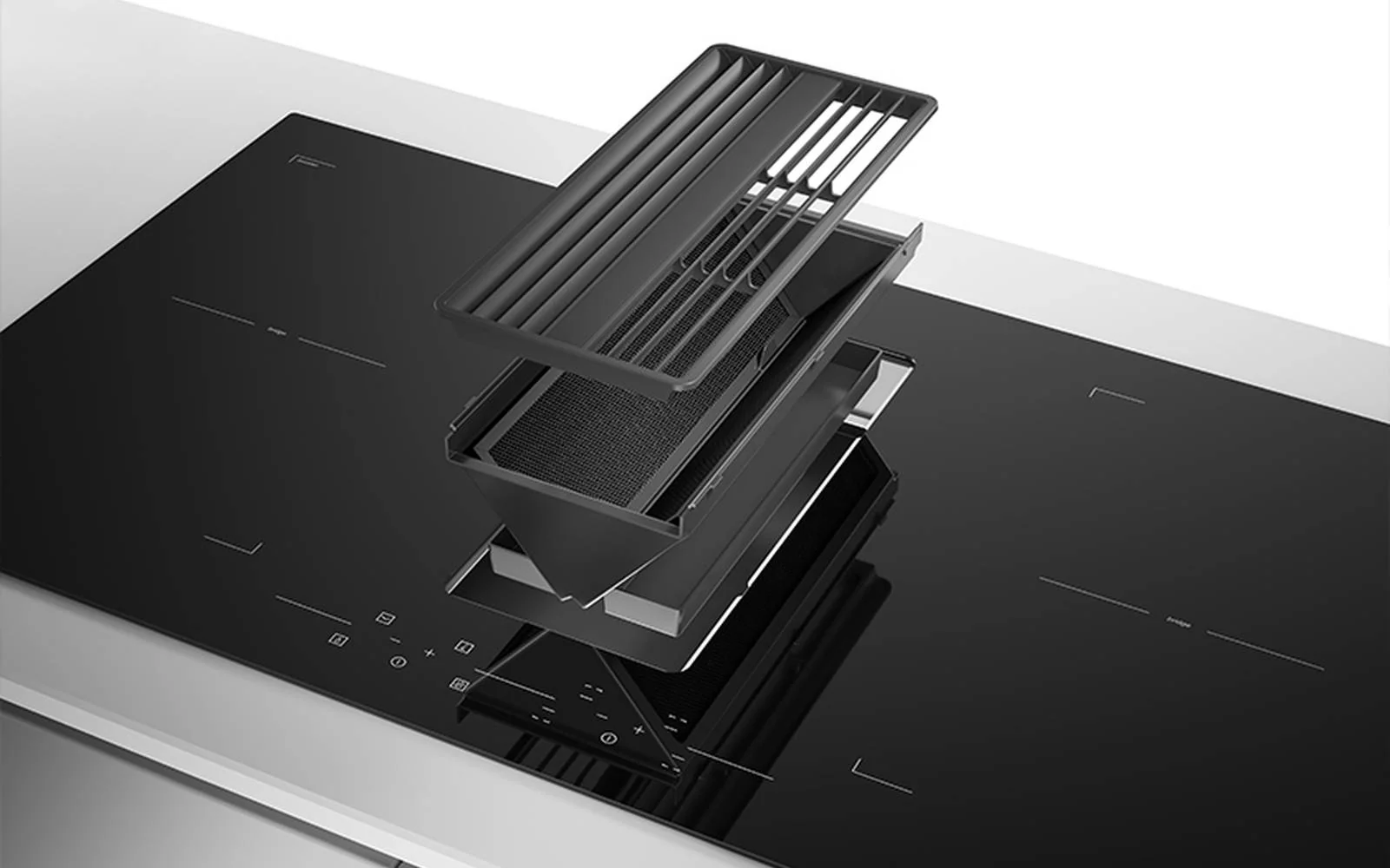 Airforce 0n-Board Essence 83cm Induction Hob with Central Downdraft-Touch control Black Glass finish - Image 6