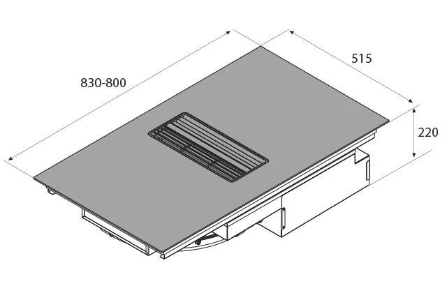 Airforce 0n-Board Essence 83cm Induction Hob with Central Downdraft-Touch control Black Glass finish - Image 7