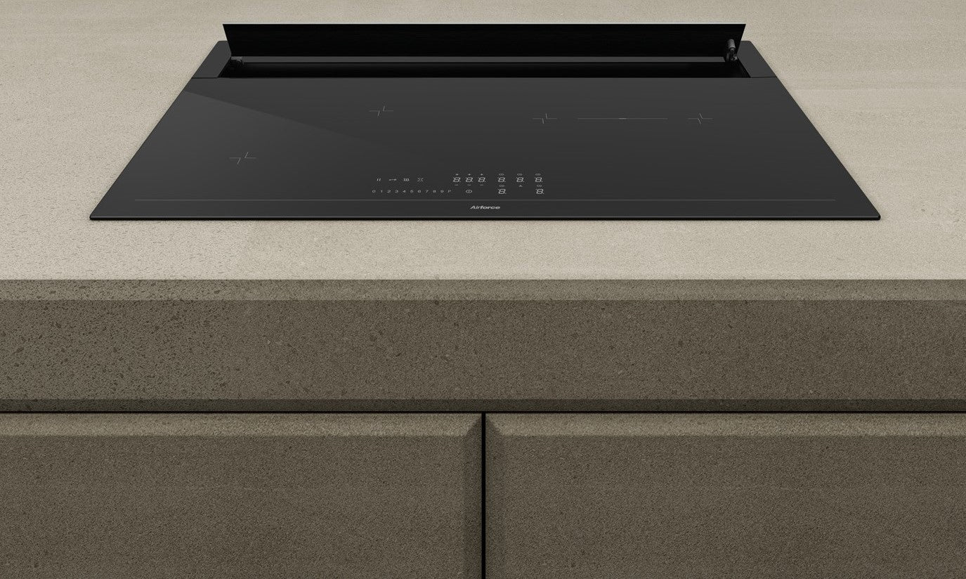 Airforce Innova Slim 80cm Rear Venting induction hob with On-Board Motor Matte Glass-Externally Ducted