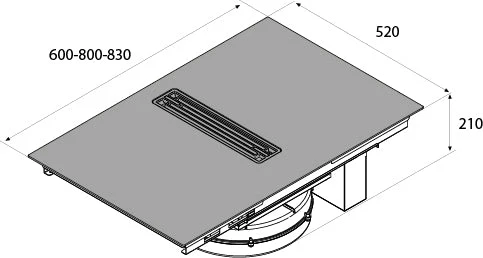 Airforce Artis Pro 80cm Aspirating Induction hob with central downdraft with on-board motor non scratch matt surface - Image 5