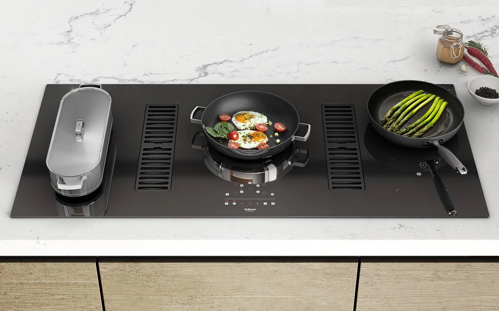 Airforce Aspira XXL Centrale 110cm induction hob with double downdraft