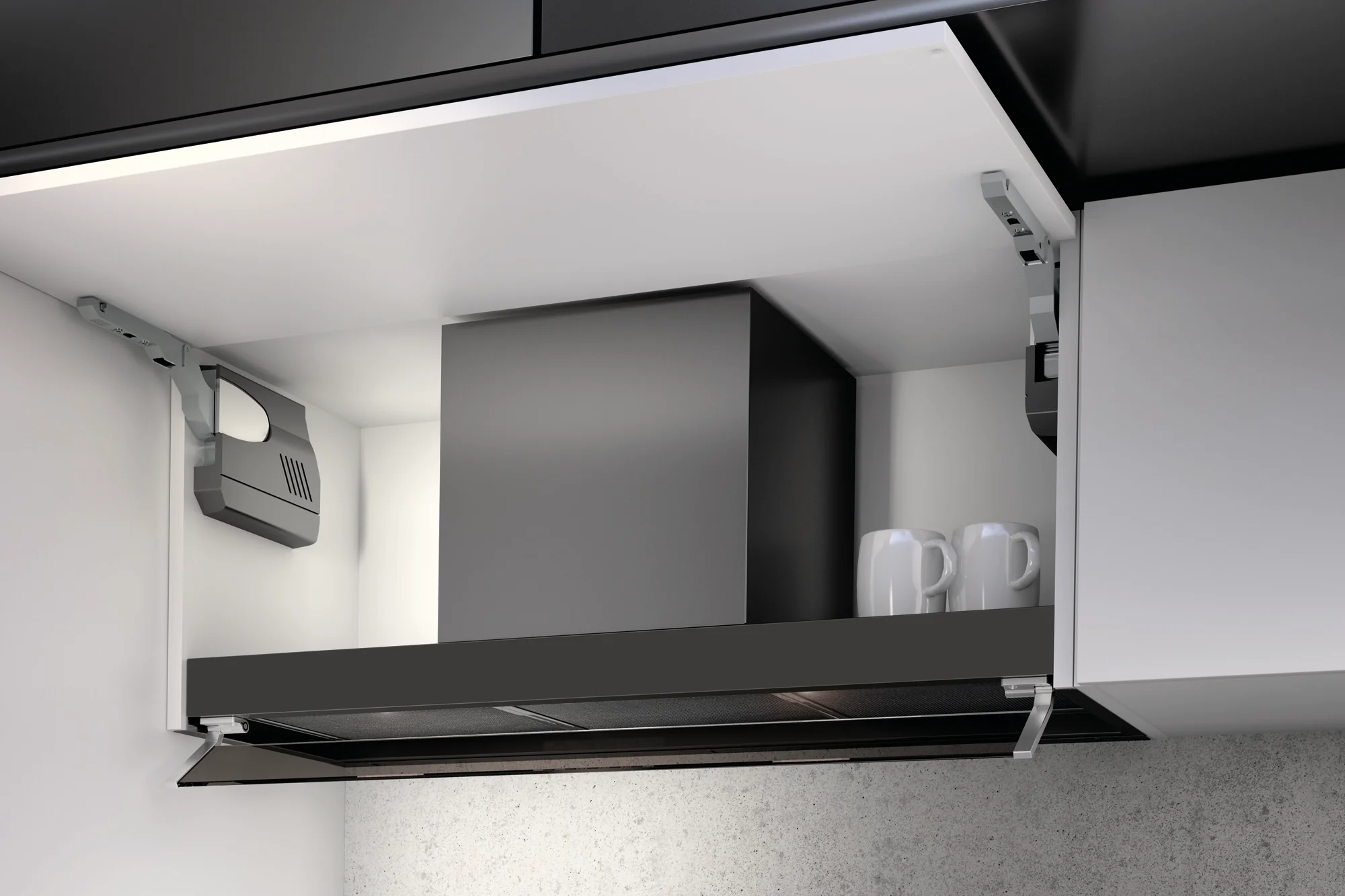 Airforce F300 120cm Built-In Cooker Hood with Smoked Glass Visor, Button Control in Black Satin Finish