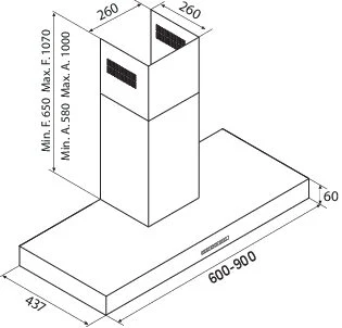 Airforce F53 D2 90m Wall Mounted Cooker Hood with Touch Controls in Stainless Steel Finish - Image 2