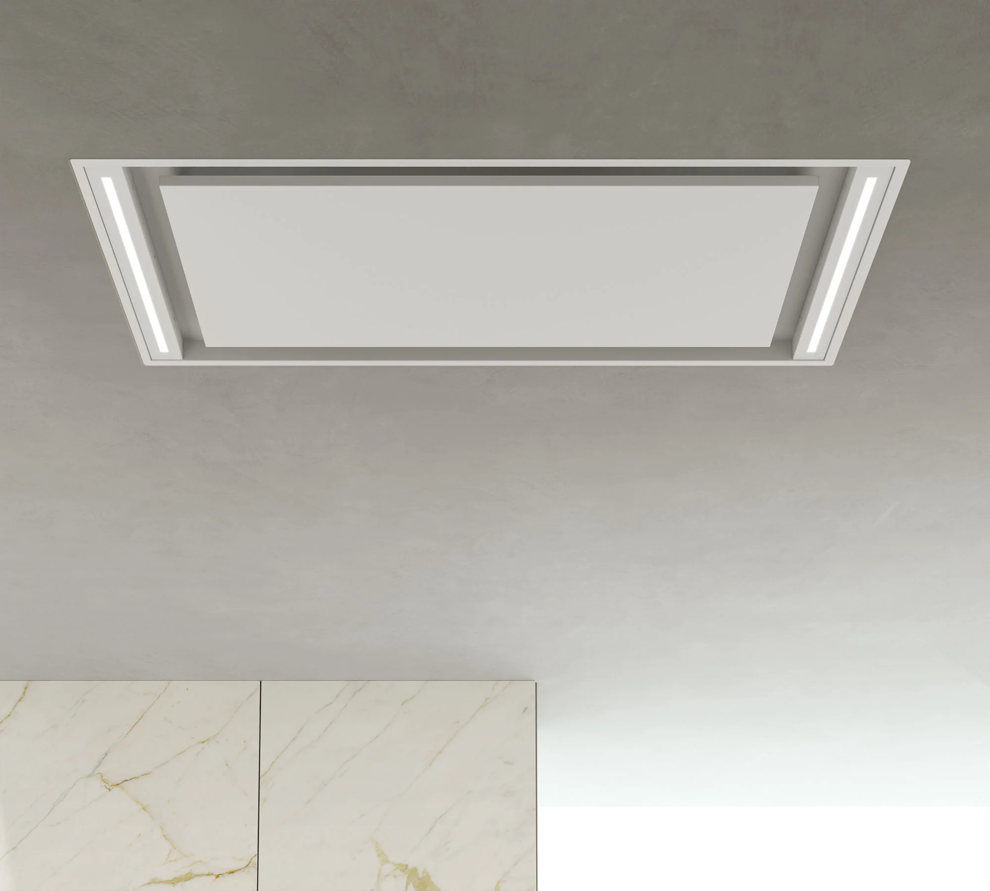 Airforce SILHOUETTE EASY UP Standard Motor 100cm Ceiling Mounted Cooker Hood with Remote Control in White Steel Finish