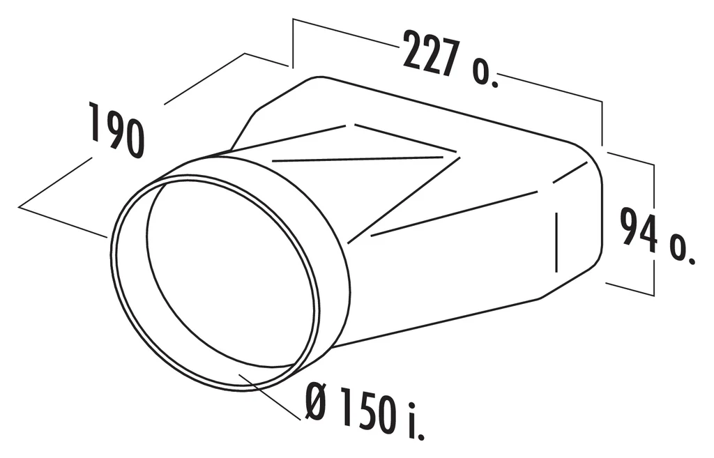 Airforce F-EST 150 end piece 150mm round to 227mm rectangle - Naber - 4043006 - Image 2