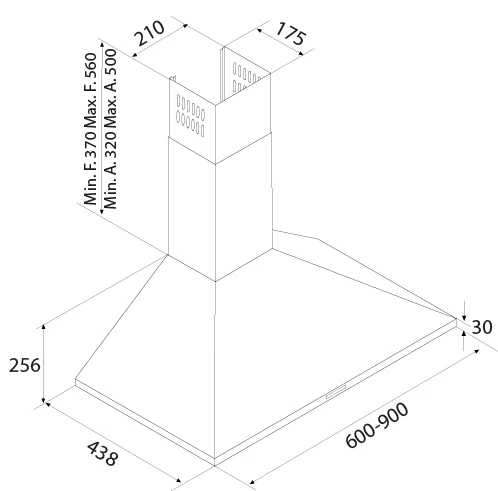 Airforce F0 D2 90cm Stainless Steel Chimney Wall mounted cooker hood with Slider controls - Image 2