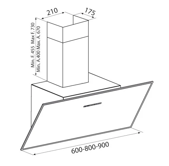 Airforce F203 90cm Automatic Angled Wall Mounted Cooker Hood - White Glass - Image 4