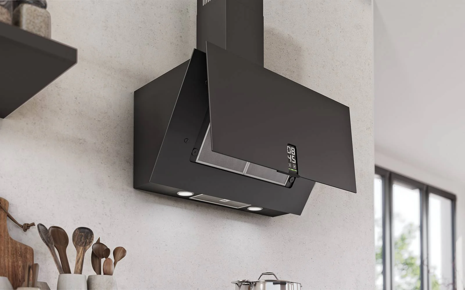 Airforce F204 Clock 80cm Satin Black Glass Finish Wall Mounted Hood - Image 2