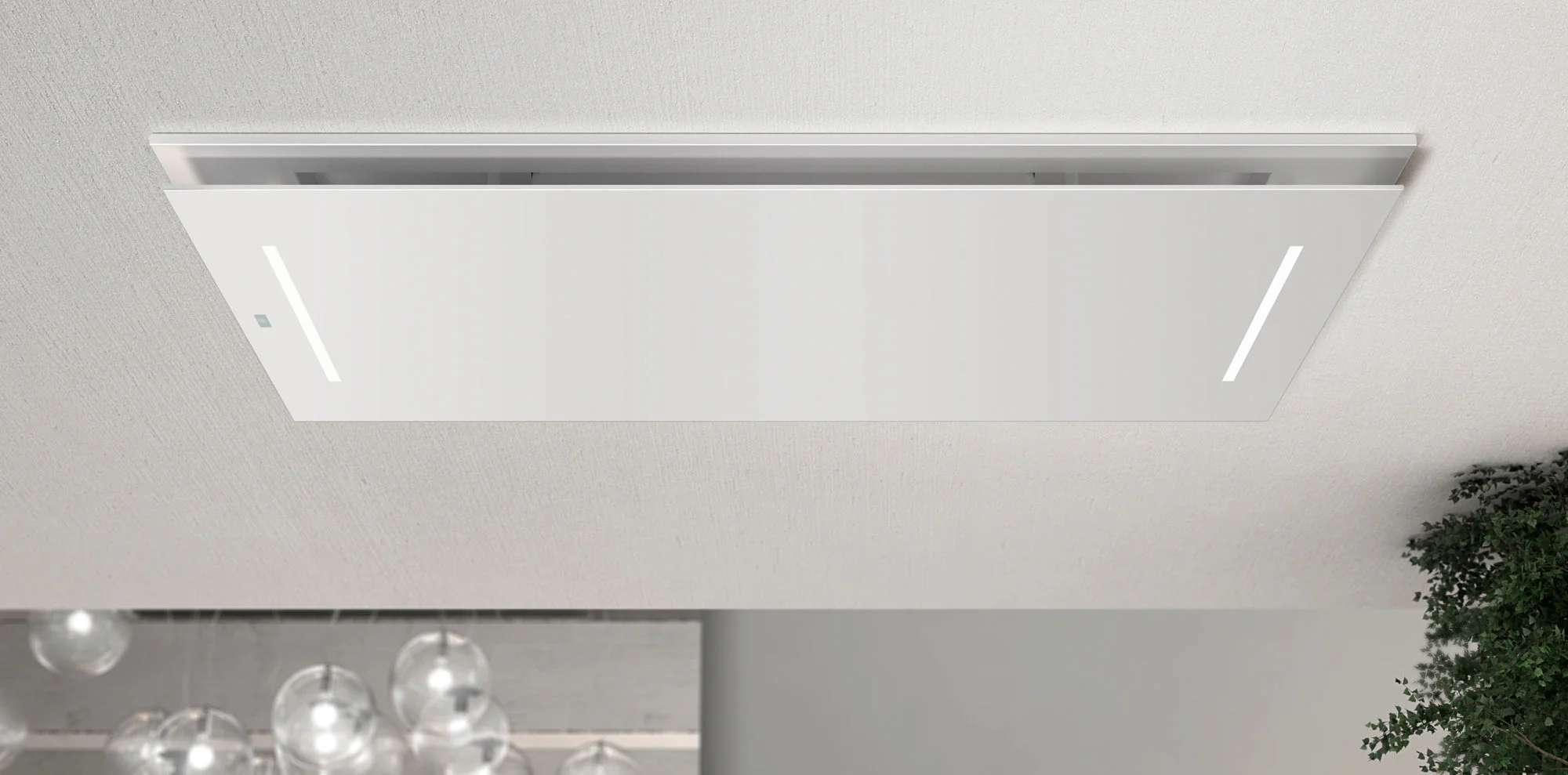 Airforce F207 100cm Easy Up Island Ceiling Cooker Hood with White Steel Surround & Glass Panel Remote Controlled - Image 2
