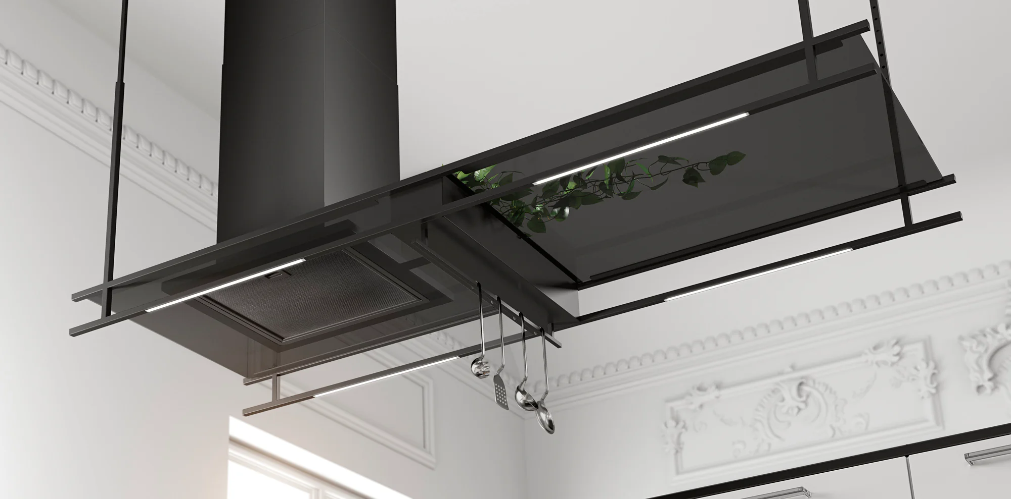 Airforce Frame 140cm Premium Island Designer Cooker Hood - Antracite Finish - Image 3