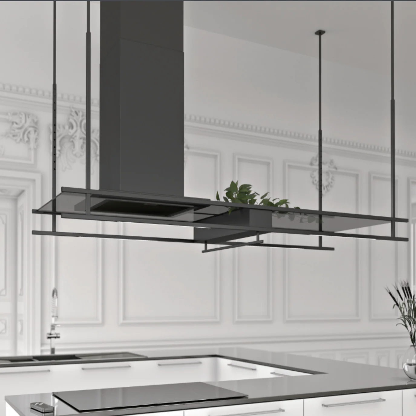 Airforce Frame 180cm Premium Island Cooker Hood - Antracite Finish - Image 2