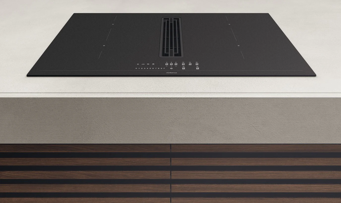 Airforce Innova Artis Plus Petra 60cm Central Venting Induction Hob with On-Board Motor,Matte Black Glass-Recirculating Model