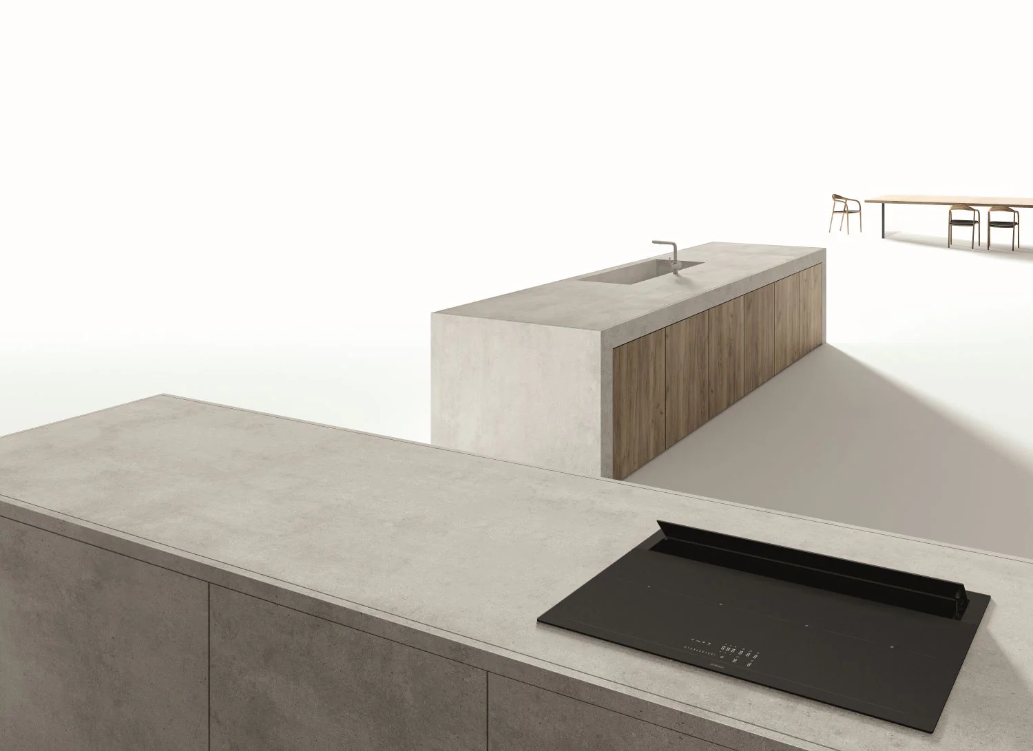 Airforce Innova Plus Petra 90cm Rear Venting Induction Hob with Vertical Rear Motor-Recirculating Model