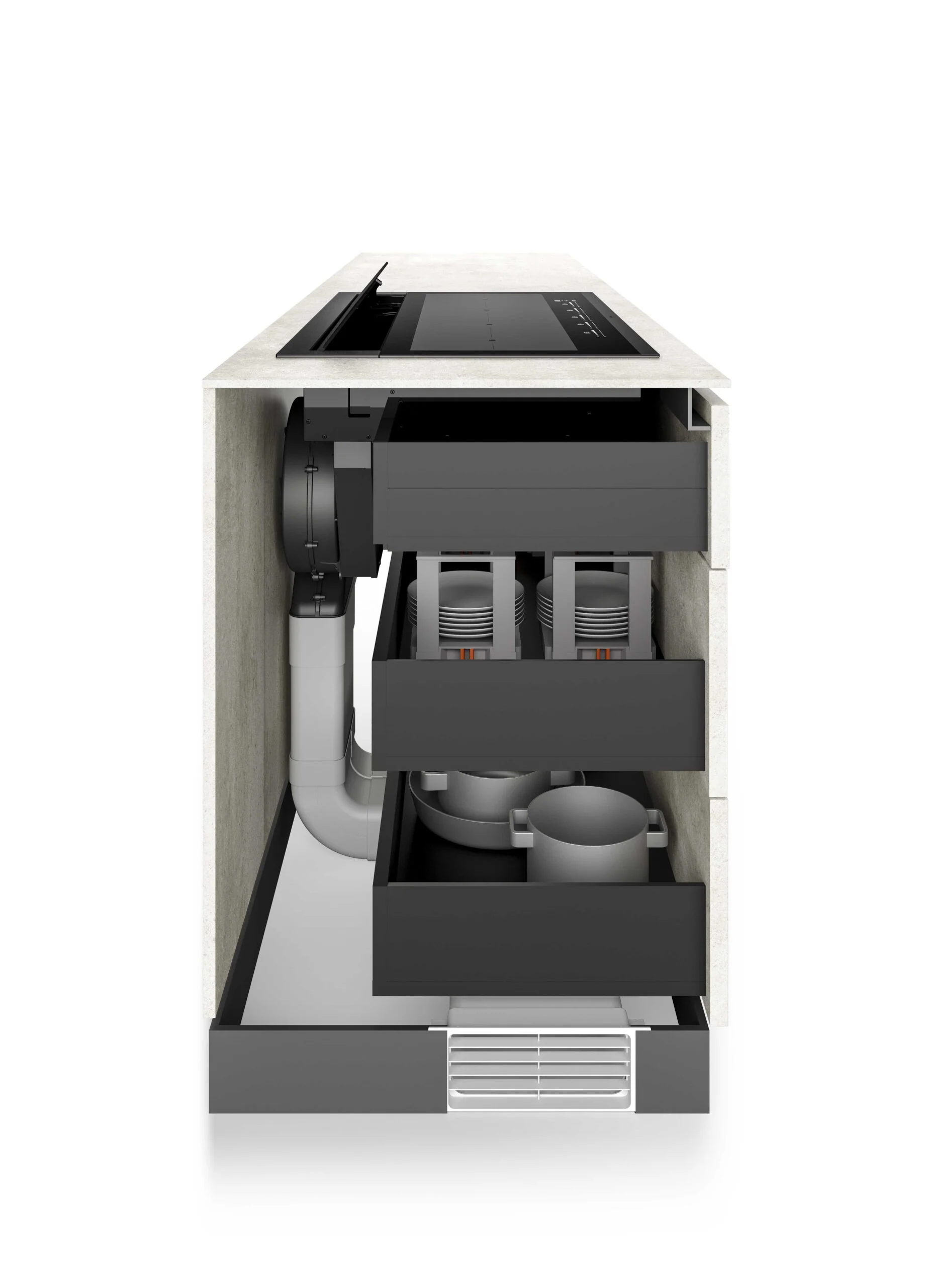 Airforce Innova Plus Petra 90cm Rear Venting Induction Hob with Vertical Rear Motor-Recirculating Model - Image 3