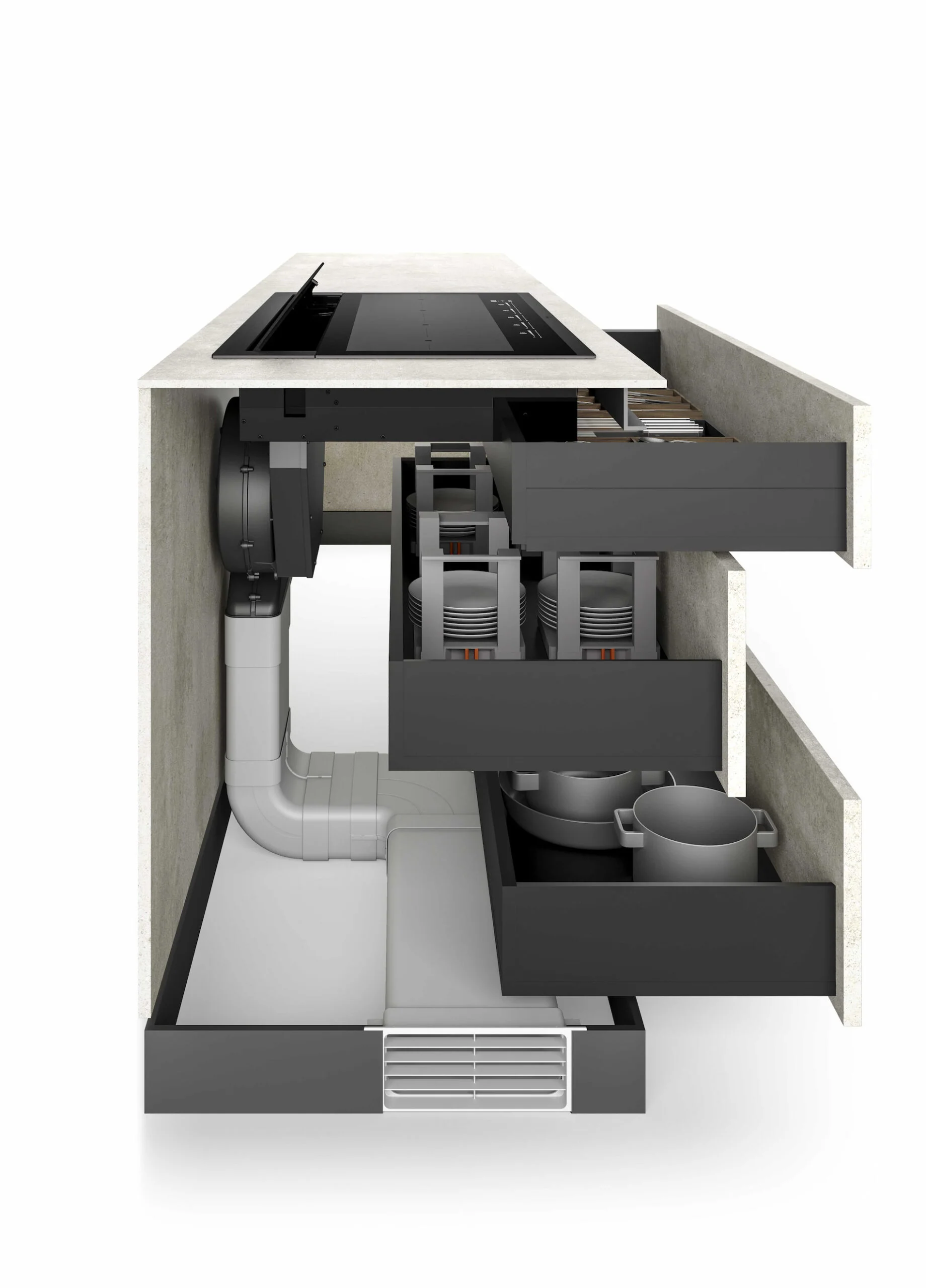 Airforce Innova Plus Petra 90cm Rear Venting Induction Hob with Vertical Rear Motor-Recirculating Model - Image 4