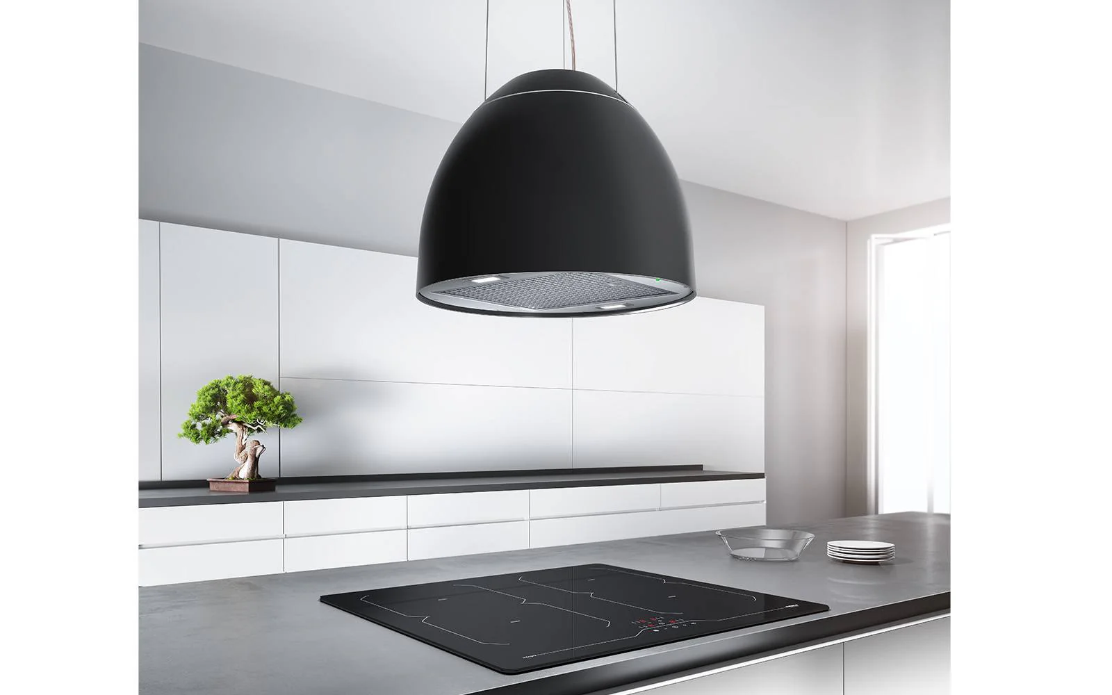 Airforce New Moon 45cm Island Cooker Hood with Integra System - Black