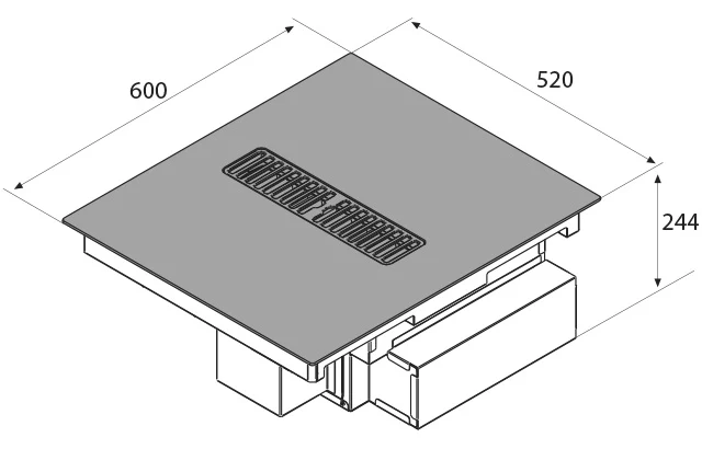 Airforce On-Board Baby Essence 60cm Induction Hob with Central Downdraft-Black Glass Finish - Image 4