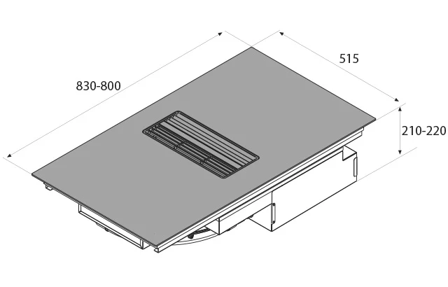 Airforce On-Board Easy 83cm Induction Hob with Central Downdraft Extraction,Touch control Black glass finish - Image 4