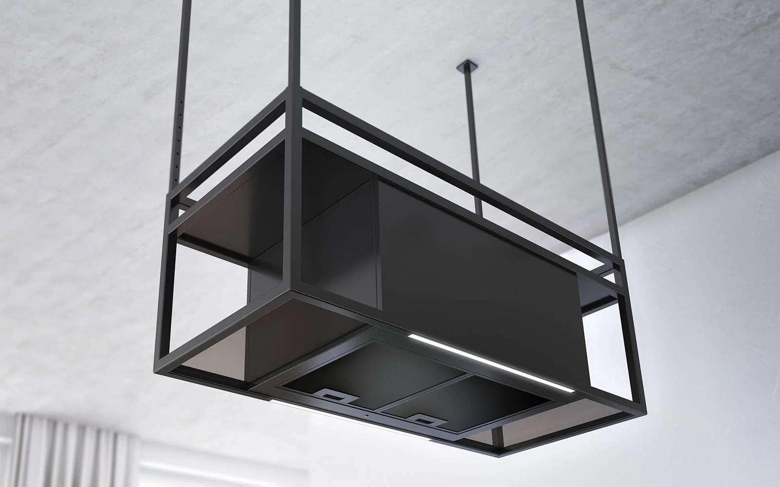 Airforce Q-BIC 120cm Island cooker hood anthracite & black glass finish- on poles - Image 2