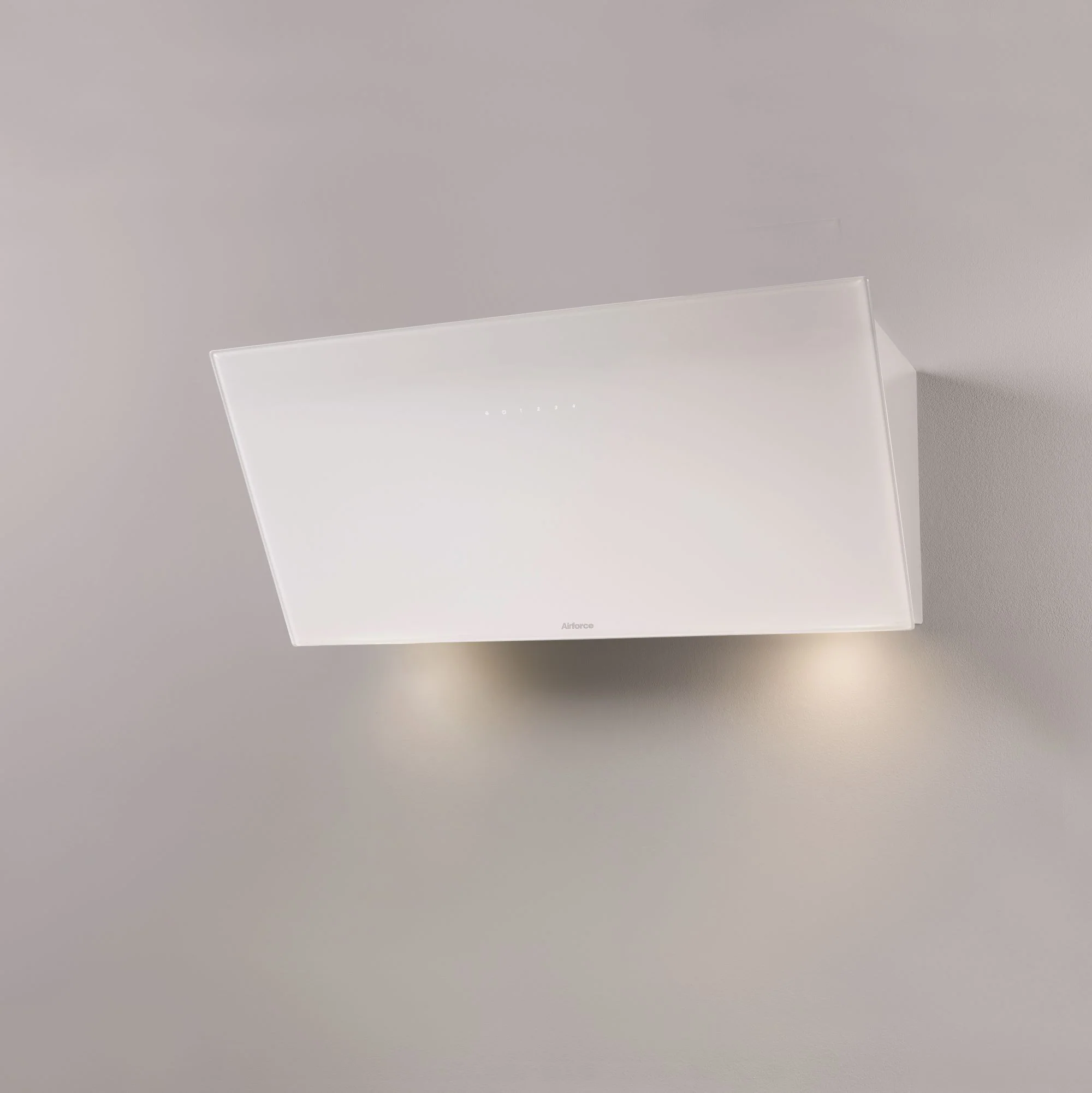 Airforce V1 60cm Angled Wall Mounted Touch Control with Built in Integra Cooker Hood-White Glass Finish