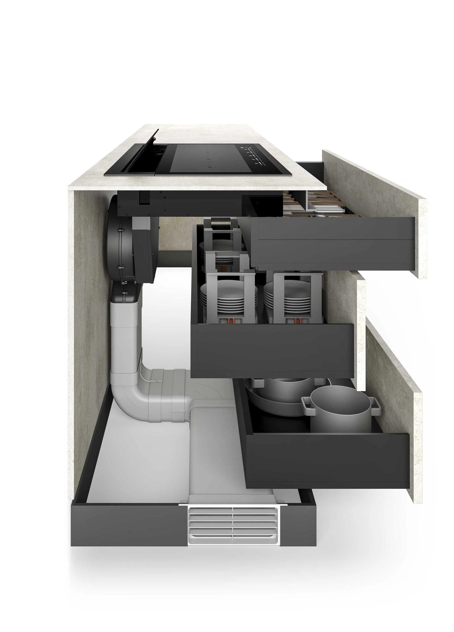 Airforce Visio Pro 90cm Rear Venting Induction hob with vertical rear motor-Recirculating Model - Image 3