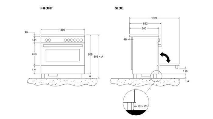 Bertazzoni 90 cm Air-Tec cooker with induction top and integrated hood, electronic oven Professional Series-Stainless Steel - Image 4