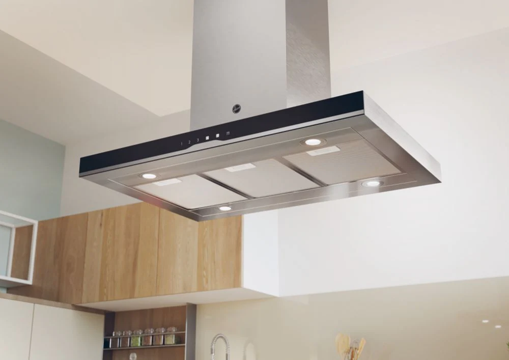 Hoover HTSI9CBK5XWIFI 90cm Wi-Fi Island hood, black glass & SS trim - Image 2
