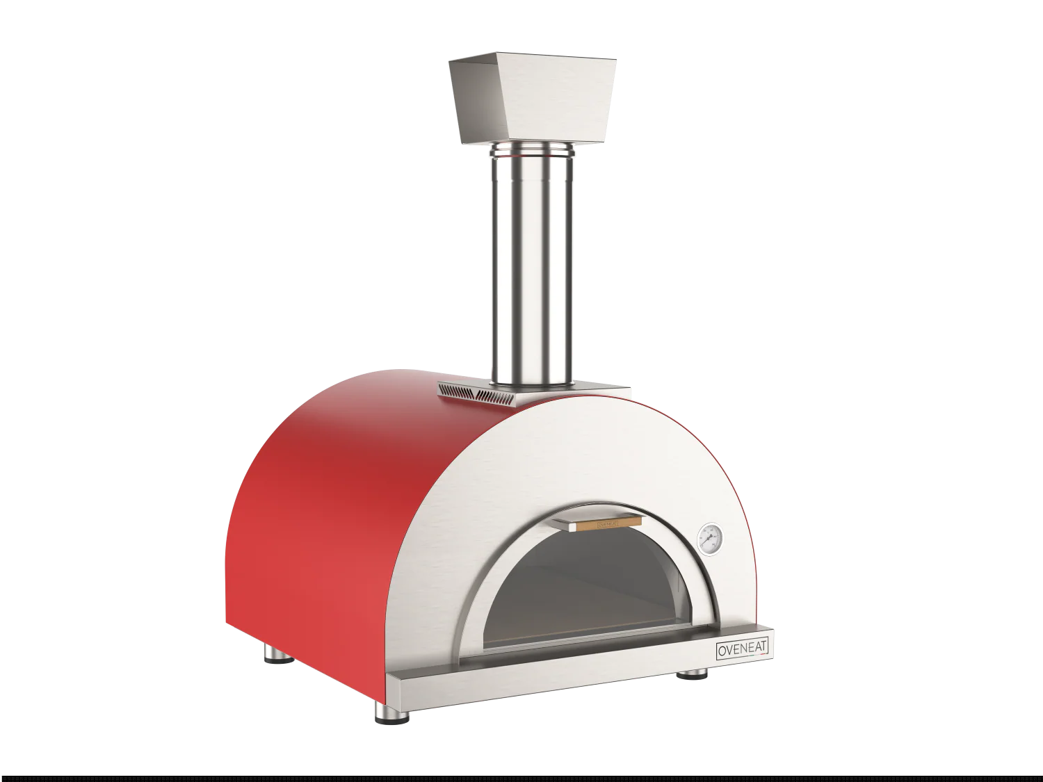 Oveneat WDD-2VR Red Wood Fired Double Pizza Oven with Drop-down Glass Door includes Brazier & Pizza Peel - Image 2