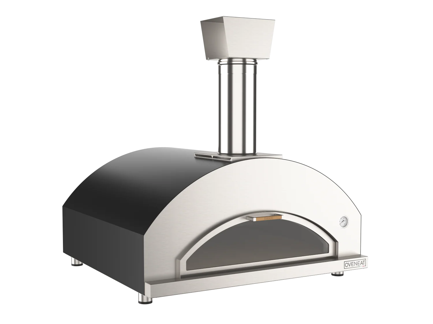 Oveneat WDD-5VG Charcoal Grey Wood Fired PIzza Oven for upto Five Pizzas with Drop-down Glass Door includes Brazier & Pizza Peel
