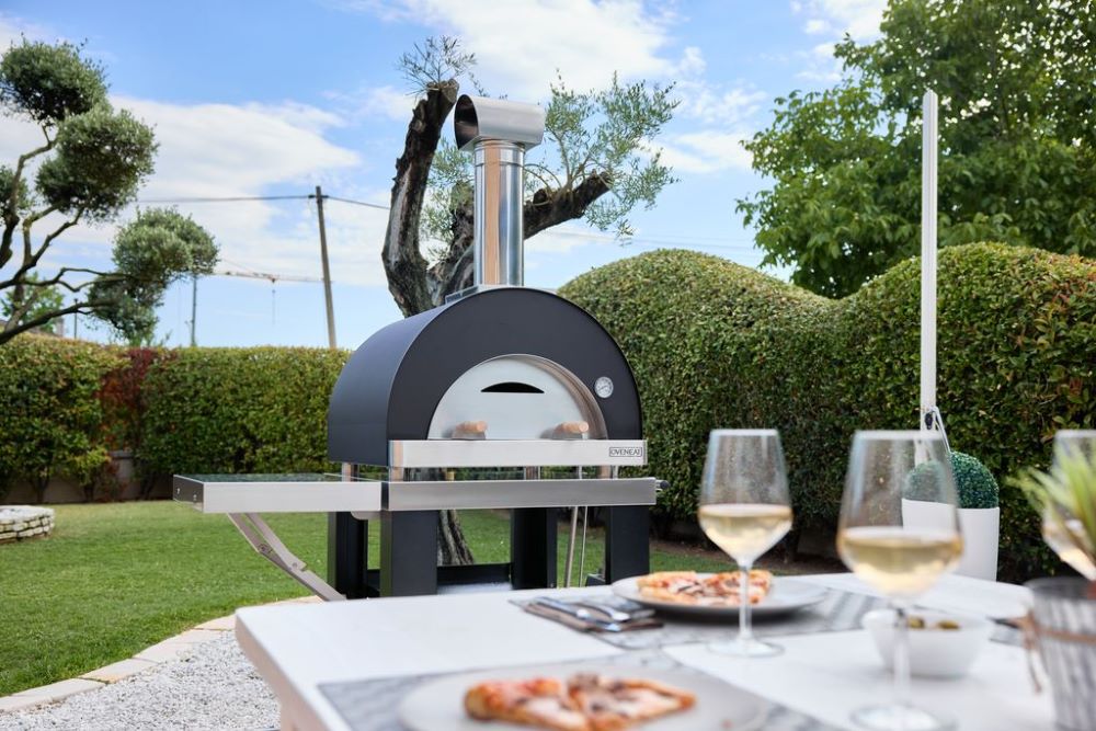 Oveneat WDD-5VR Red Wood Fired Pizza Oven for upto Five Pizzas with Drop-down Glass Door includes Brazier & Pizza Peel - Image 7